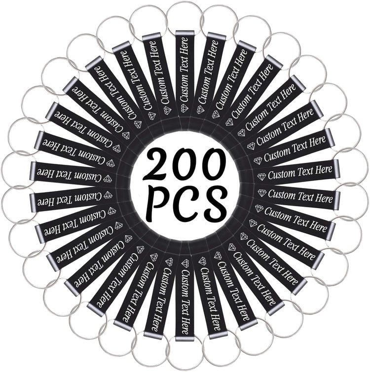 200PCS Personalized Bottle Opener Keychain Bulk Custom Beer Bottle Opener with Logo Text Engraved Wedding Bottle Opener Favors Customized Gifts for Guests Baby Shower Birthday Party-Black