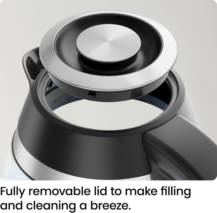 Chefman Electric Kettle, 1.8L 1500W, Hot Water Boiler, Removable Lid for Easy Cleaning, Auto Shut Off, Boil-Dry Protection, Stainless Steel Filter, BPA Free, Borosilicate Glass Electric Tea Kettle
