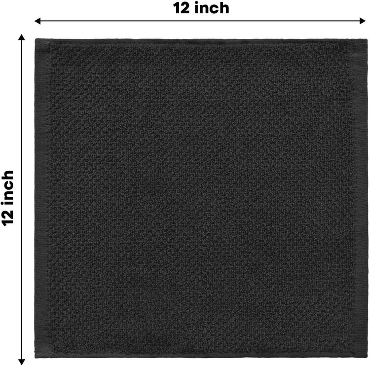 Artoid Mode Ring Spun Cotton Black Dishcloth Kitchen Towels, 12x12 Inch Ultra Soft Absorbent Quick Drying Household Cleaning Kitchen Rags Set of 4 - Nestoria