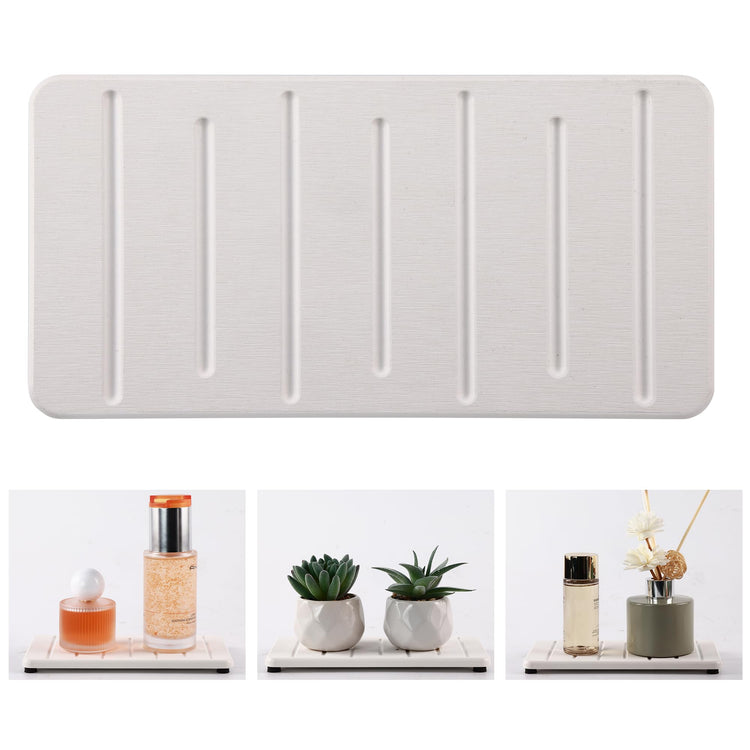 2PCS Water Absorbing Stone Tray for Cosmetics & Hand Soap & Houseplants (2 Count)