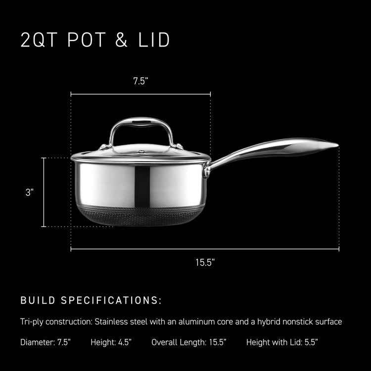 2QT Hybrid Nonstick Saucier with Lid