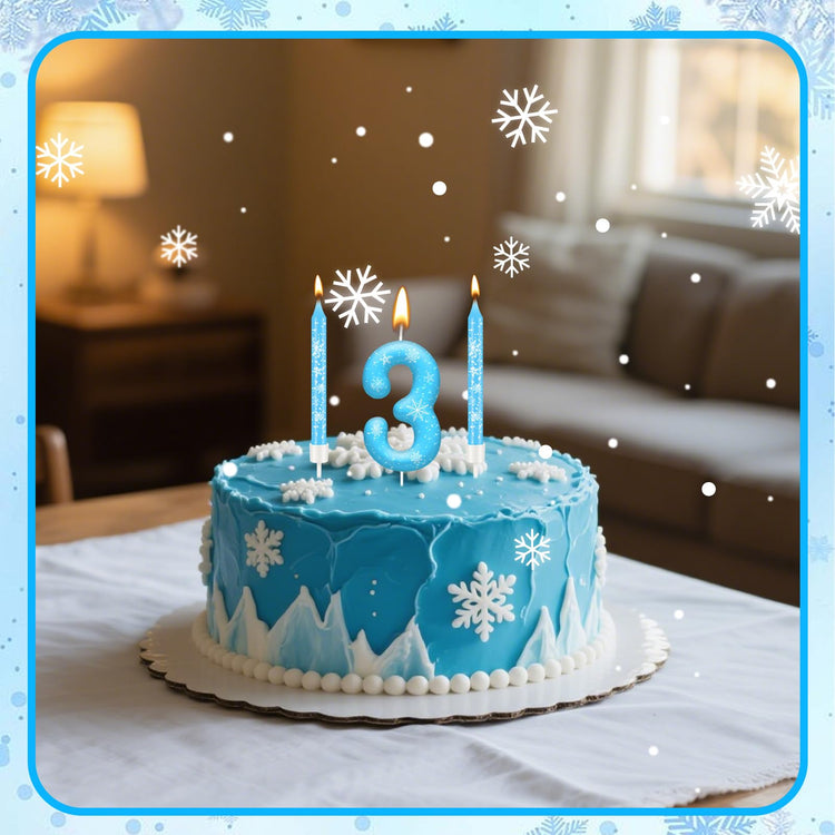 13PCS Snowflake Themed Birthday Candles Number 3 Set (13 Count)