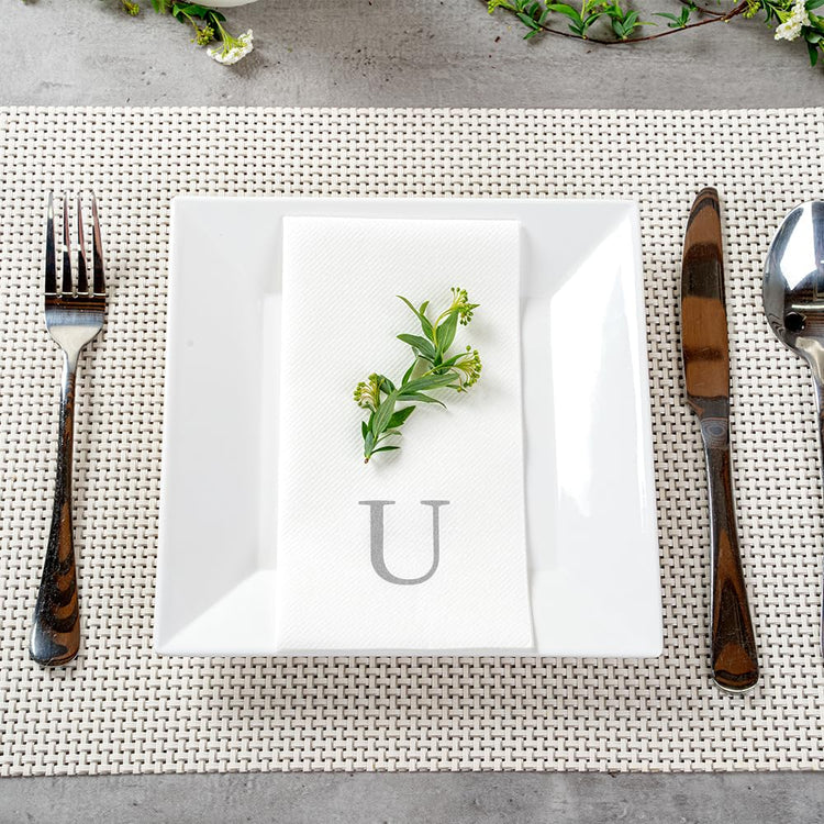 Silver U White Linen Feel Guest Towel Napkin (2000 Count)