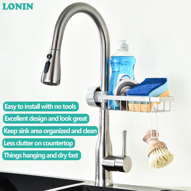 Sponge Holder Over Faucet Kitchen Sink Caddy Organizer