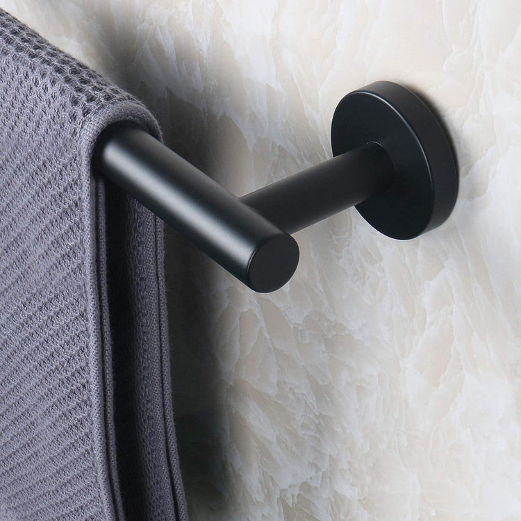 NearMoon Bath Towel Bar, Bath Accessories Thicken Stainless Steel Shower Towel Rack for Bathroom, Towel Holder Wall Mounted (1 Pack, Matte Black, 24 Inch)