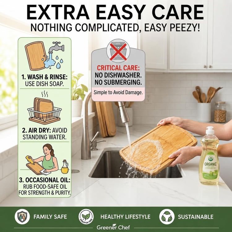SAFEST Extra Large Bamboo Cutting Board Set of 3 with Glue (3 Count)