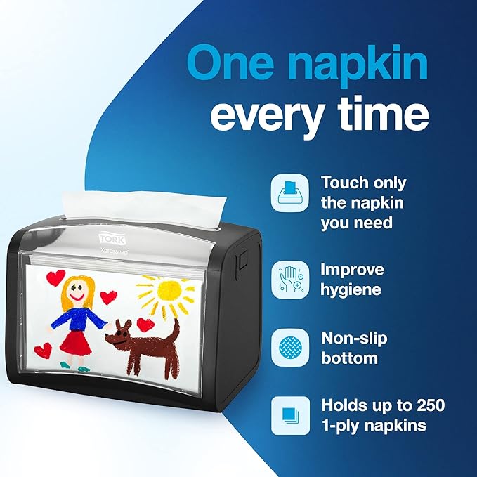 Tork Xpressnap Tabletop Napkin Dispenser Black N4, Signature Range, 6.1" x 7.9" x 5.9", 6232000 (Quantity 4)