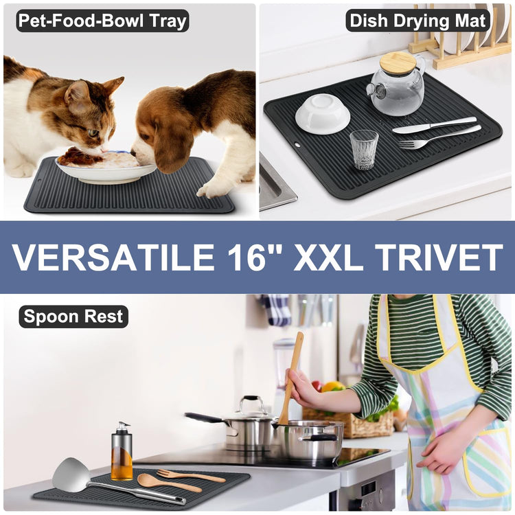 XXL Silicone Trivet 16 Inch and Trivets Mats 12 Inch (3 Count)