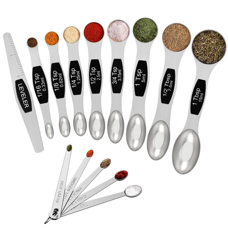 Stainless Steel Magnetic Measuring Spoons with Strong Magnets