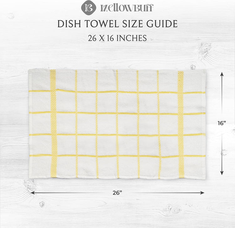 100% Cotton Terry Dish Towels, 4 pack16 x26 Inches, Super Soft and Absorbent Kitchen Towels, Perfect for Kitchen Cleaning and Dish Washing | Yellow - Nestoria