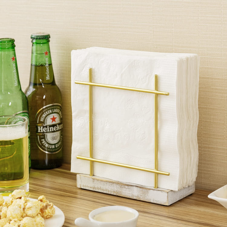Shabby Whitewashed Wood Base Napkin Holders