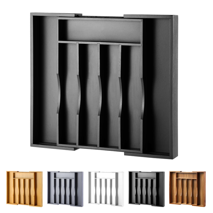 Expandable Bamboo Kitchen Drawer Organizer for Cutlery and Utensils