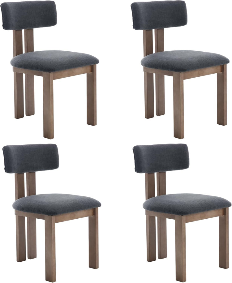 chairus Dining Chairs Set of 4 Linen Fabric Diner Chairs Farmhouse Wood Chairs for Kitchen and Dining Room, Black