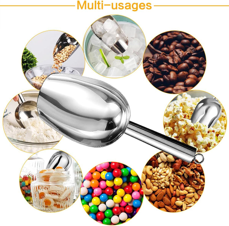Metal Ice Scoop,Kitchen Ice Scooper for Ice Maker,Stainless Steel Small Ice Scooper for Freezer,Kitchen Gadgets Cookie Flour Pet Dog Food Scoop (silver, 3oz)