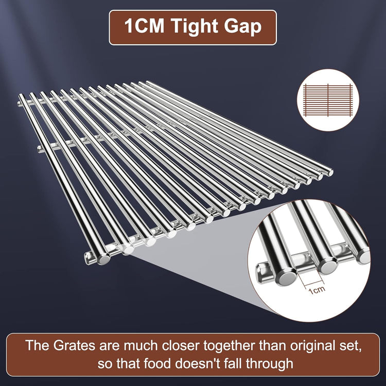 QuliMetal SUS304 9MM Grill Grates for Weber Spirit 300 and GS4 Spirit II 300 Series, Spirit 700, Genesis Silver/Gold/Platinum B & C, Genesis 1000-3500, Replacement Parts for Weber 7638 7639