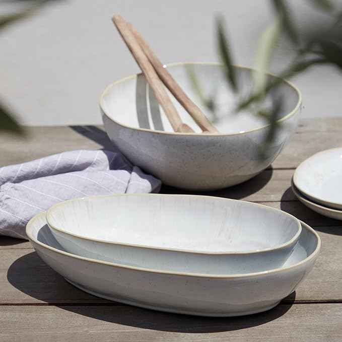 Casafina Ceramic 14.25" x 9" Oval Baker - Eivissa Collection, Sea Blue | Oven & Dishwasher Safe Bakeware | Food Safe Glazing | Restaurant Quality Dinnerware