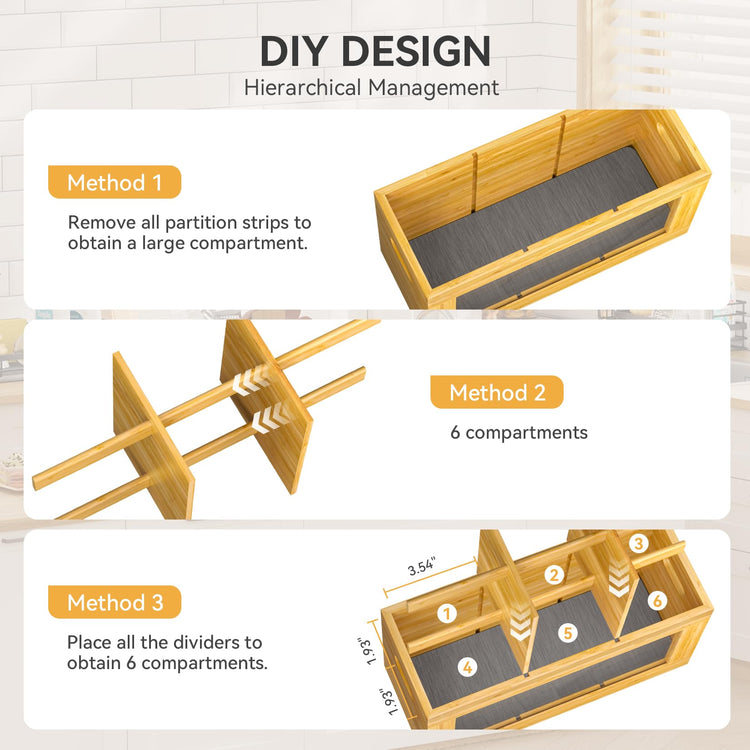 Bamboo Utensil Holder & Silverware Organizer