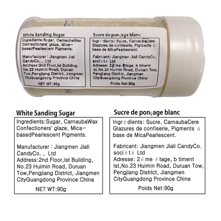 White Sanding Sugar for Baking Edible Sparkling Coarse Sugar Crystals Sprinkles for Baking Topping Cake Cookie Cupcake Topper Ice Cream Decoration Supplies 3.2 OZ (3.2 Ounce)