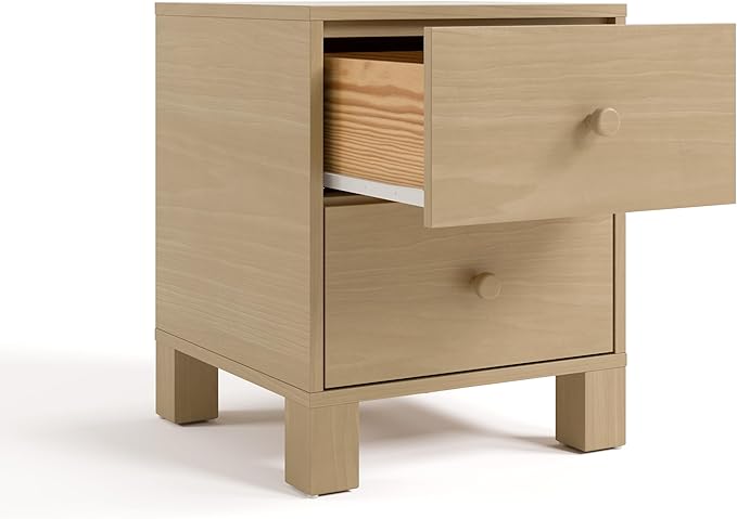 Storkcraft California 2-Drawer Nightstand (Driftwood) – GREENGUARD Gold Certified, Premium Wood Storage for Kids and Teens, Elegant Design with Iconic Block Feet