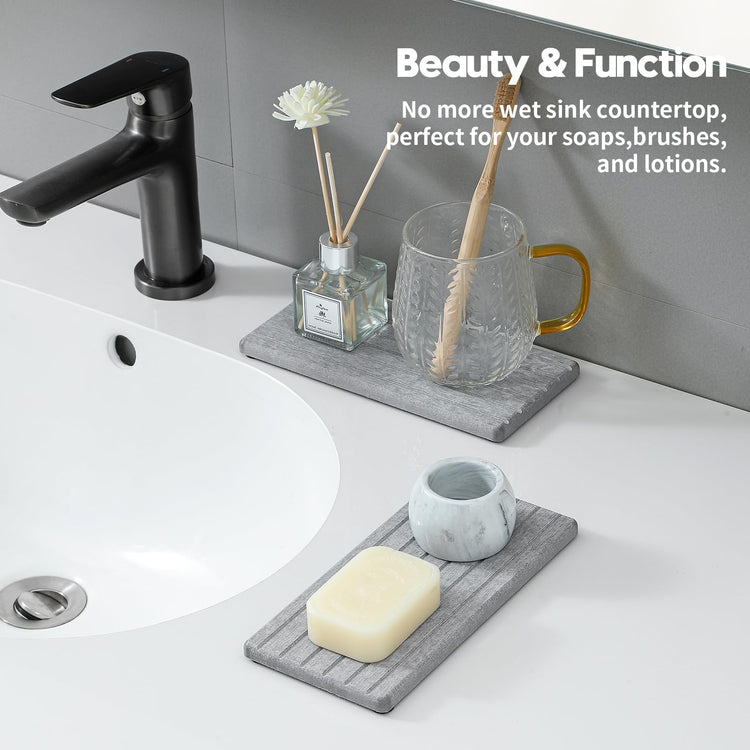 2PCS Instant Dry Diatomite Stone Counter Makeup Tray Organizer (2 Count)
