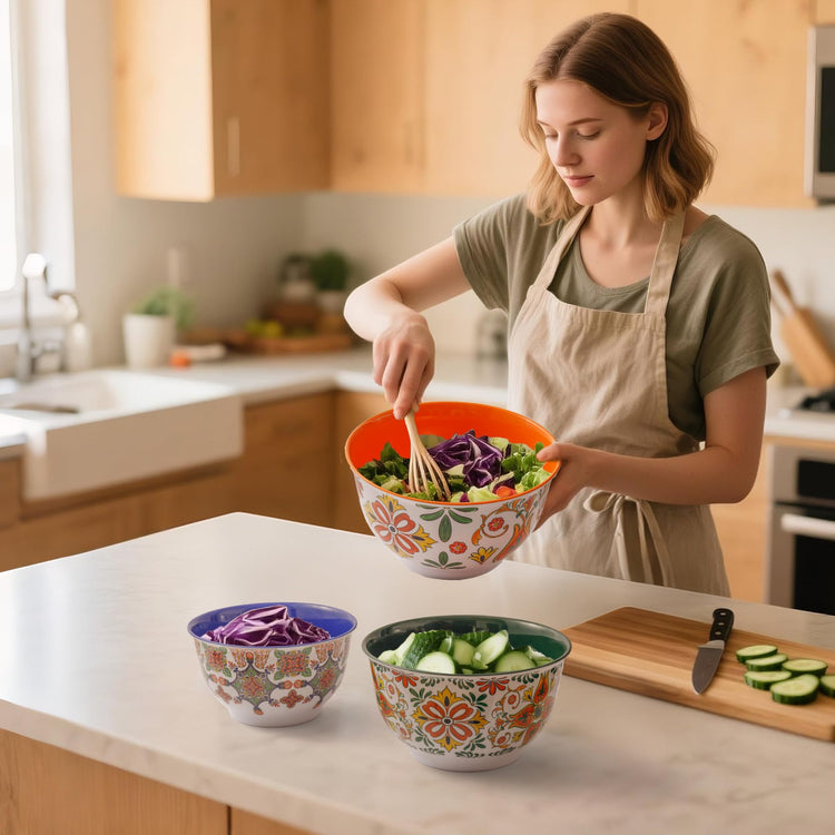 Melamine Mixing Bowl Set with Lids (3 Count)