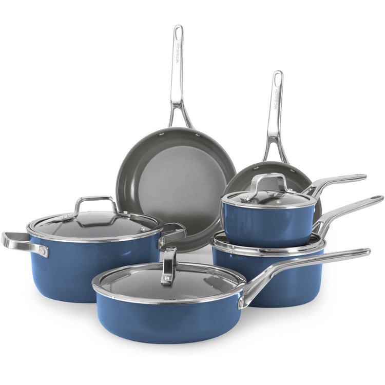 Blue 10 Piece Ceramic Cookware Set
