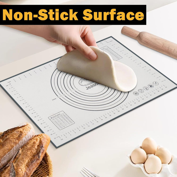3 PCS Silicone Baking Mat Set, Silicone Bread Sling for Dutch Oven, Reusable Sourdough Bread Baking Supplies, Non-Stick and Easy Clean, with Long Handles