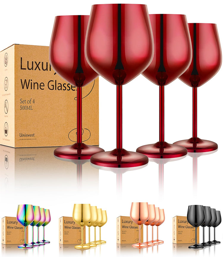 Unbreakable Stainless Steel Wine Glasses Set of 4 (4 Count)