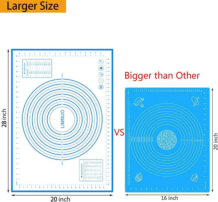 Silicone Baking Mat,Non Stick Rolling Dough with Measurements for Pie Pizza Cookies Fondant Making,Extra Thick Non Slip Silicone Pastry Mat