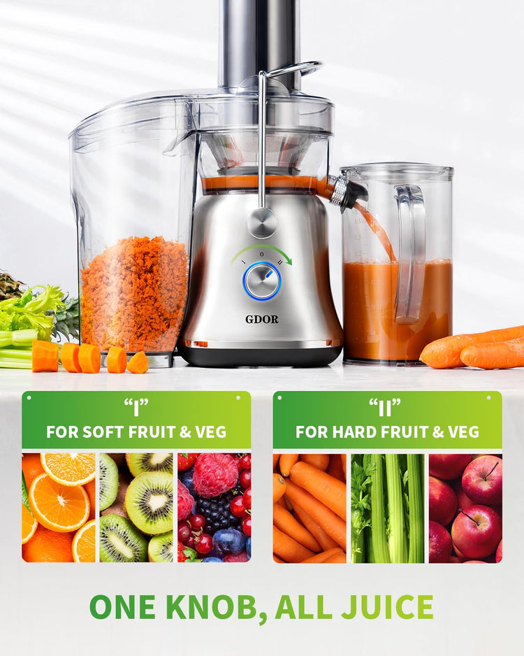 1300W Powerful Juicer Machines with Larger 3.4" Feed Chute 56oz Jug