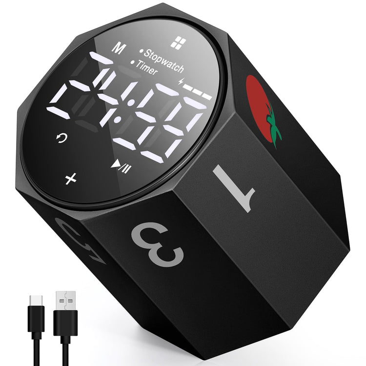 ADHD Pomodoro Timer Metal Gravity Rotation 1.8” LED Large Screen