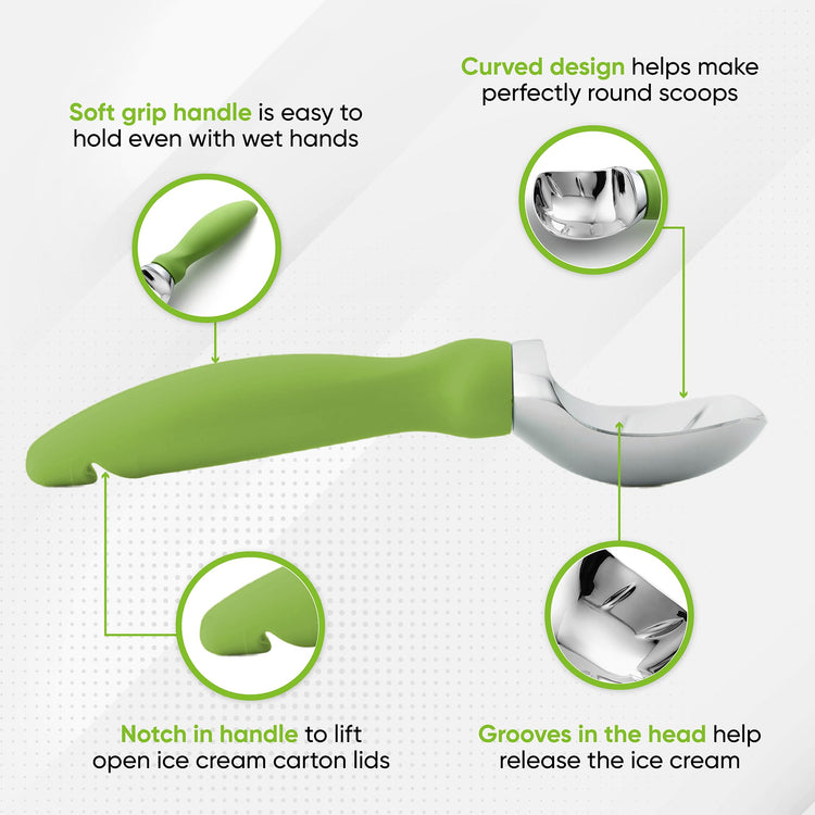 Heavy Duty Metal Ice Cream Scoop with Soft Grip Handle