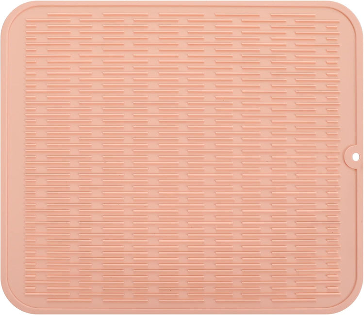 Silicone Dish Drying Mat for Multiple Usage,Easy clean,Eco-friendly,Heat-resistant Silicone Mat for Kitchen Counter or Sink,Refrigerator or Drawer Liner Pink 2XL 24 inches x 18 inches