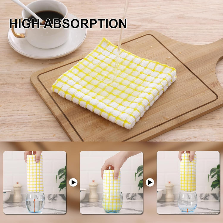 Kitinjoy Cotton 8 Pack Terry Kitchen Dish Cloths, 12 x 12 Inches Super Soft and Absorbent Dish Rags, Quick Drying Dish Towels for Washing Dishes, Mixed Color - Nestoria