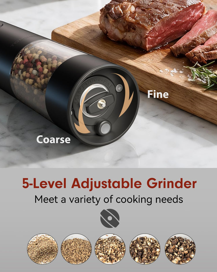 Larger Capacity Rechargeable Electric Salt and Pepper Grinder Set