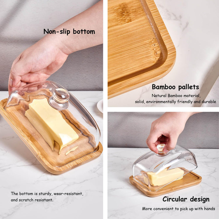 Glass butter dish with lid