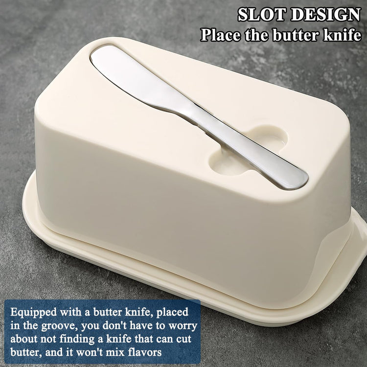 Butter Dish with Lid for Countertop and Refrigerator Door Shelf with Butter Spreader Knife