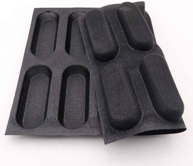 Bluedrop Silicone Hot Dog Bread Forms Mini Baby Sandwich Baking Molds Food grade Perforated Eclair Sheets for Home Oven