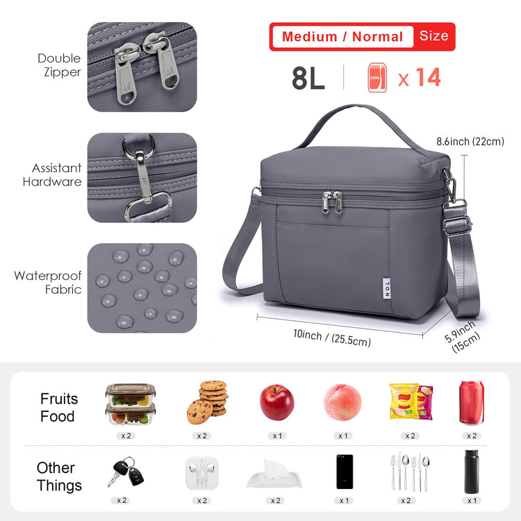 NOL 8L Insulated Lunch Bag for Women
