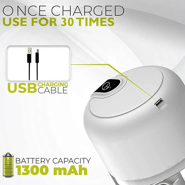 White 3 CUP Electric mini garlic crusher, USB rechargeable portable electric food crusher, wireless small kitchen processor for crushing garlic, ginger, chili, minced meat, onions, etc.(350+250+100ml)