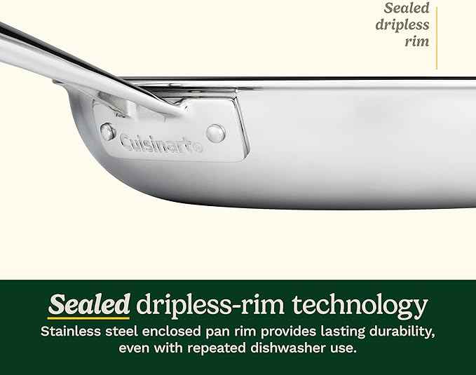 Cuisinart FusionElite+ Hybrid Nonstick Tri-Ply Stainless Steel Skillet, 12″ Skillet Frying Pan with Helper, PURELYSEAR Ceramic Nonstick Technology, Scratch Proof, Cool Grip Handles, Dishwasher Safe