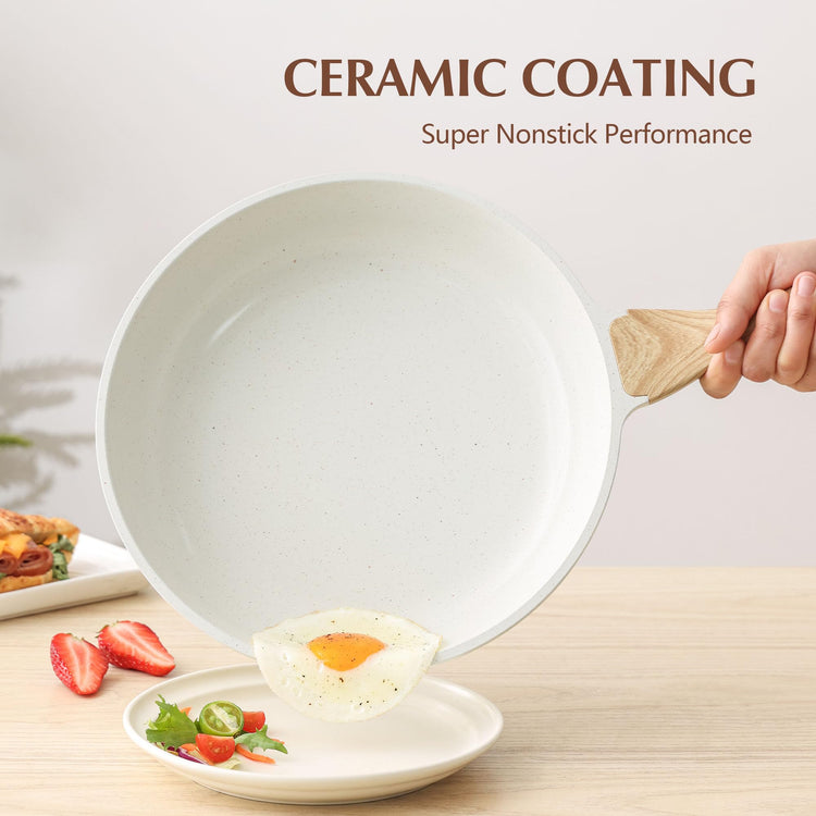 9.5Inch Nonstick Ceramic Frying Pan with Lid