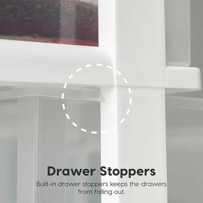 IRIS USA Plastic Drawer Storage Organizer Rolling Cart, with Wheels Casters, 4-Drawers, for Art Craft Supplies Bathroom Dorm Bedroom Laundry Room, Wide, White/Clear