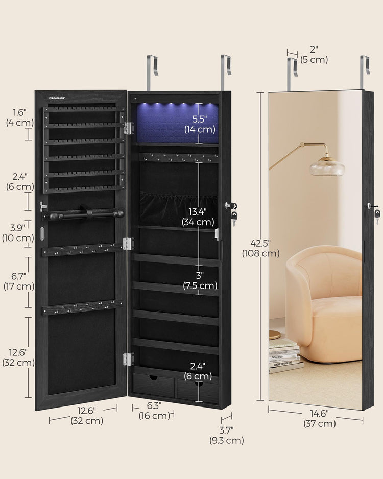 Mirror Jewelry Cabinet Armoire