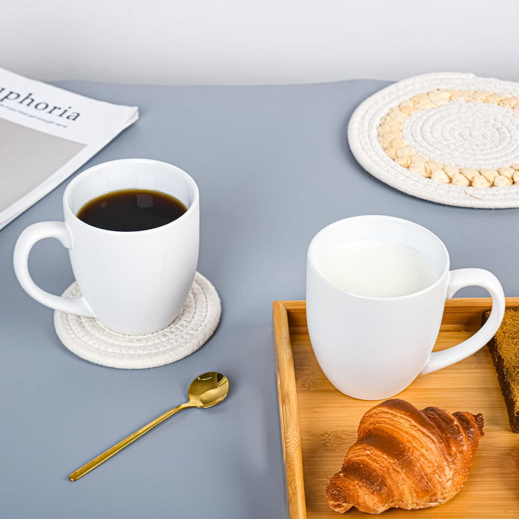 16oz Coffee Mugs Set of 6, Large Ceramic Modern Coffee Mugs With Handle For Tea,Latte,Cappuccino,Cocoa. Dishwasher.Microwave Safe (Matte White)