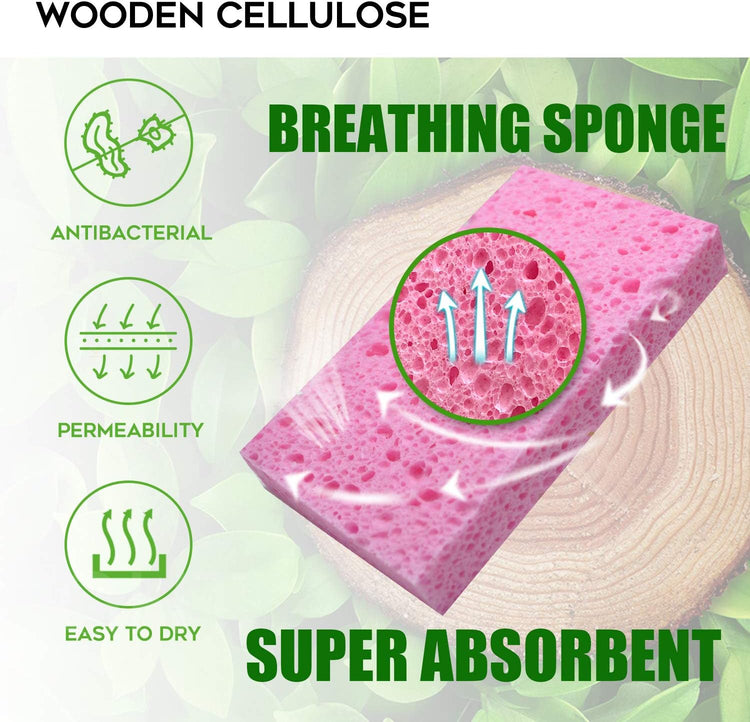 Compressed Cellulose Kitchen Sponges 12Pack,Non-Scratch Biodegradable Natural Colorful Sponge Scrub for Dishes Cleaning,Funny DIY Sponge for Kids