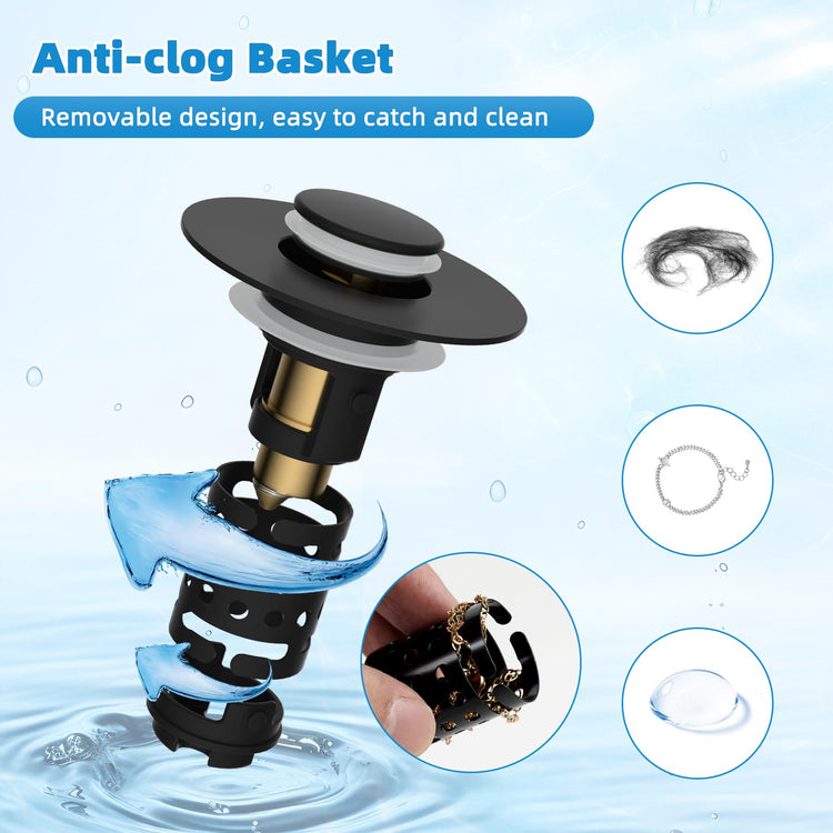 Universal Bathroom Sink Drain Stopper Hair Catcher