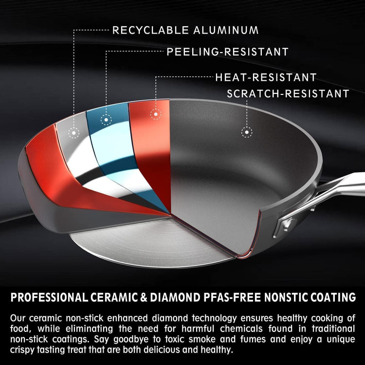 MsMk Small Egg Pan,8 1/2 inch Titanium and Ceramic Nonstick Omelette Pan,Small Frying Pan Safe for Induction,Scratch-resistant,Oven Safe to 700°F Pan for Cooking, Dishwasher Safe