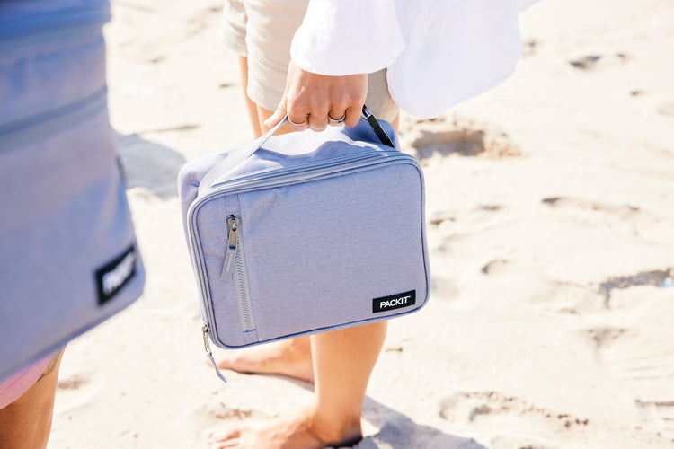 R) Freezable Classic Lunch Box, Gray Fog, Built with EcoFreeze(R) Technology, Collapsible, Reusable, Zip Closure With Front Pocket and Buckle Handle, For Work Lunches and Fresh Lunch On the Go