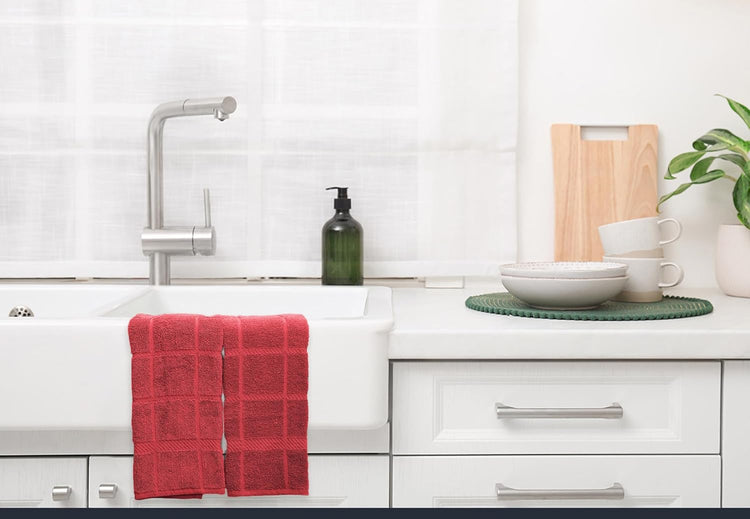 100% Cotton Terry Dish Towels, 4 Pack Plain, 16 x26 Inches, Super Soft and Absorbent Kitchen Towels, Perfect for Kitchen Cleaning and Dish Washing | RED - Nestoria